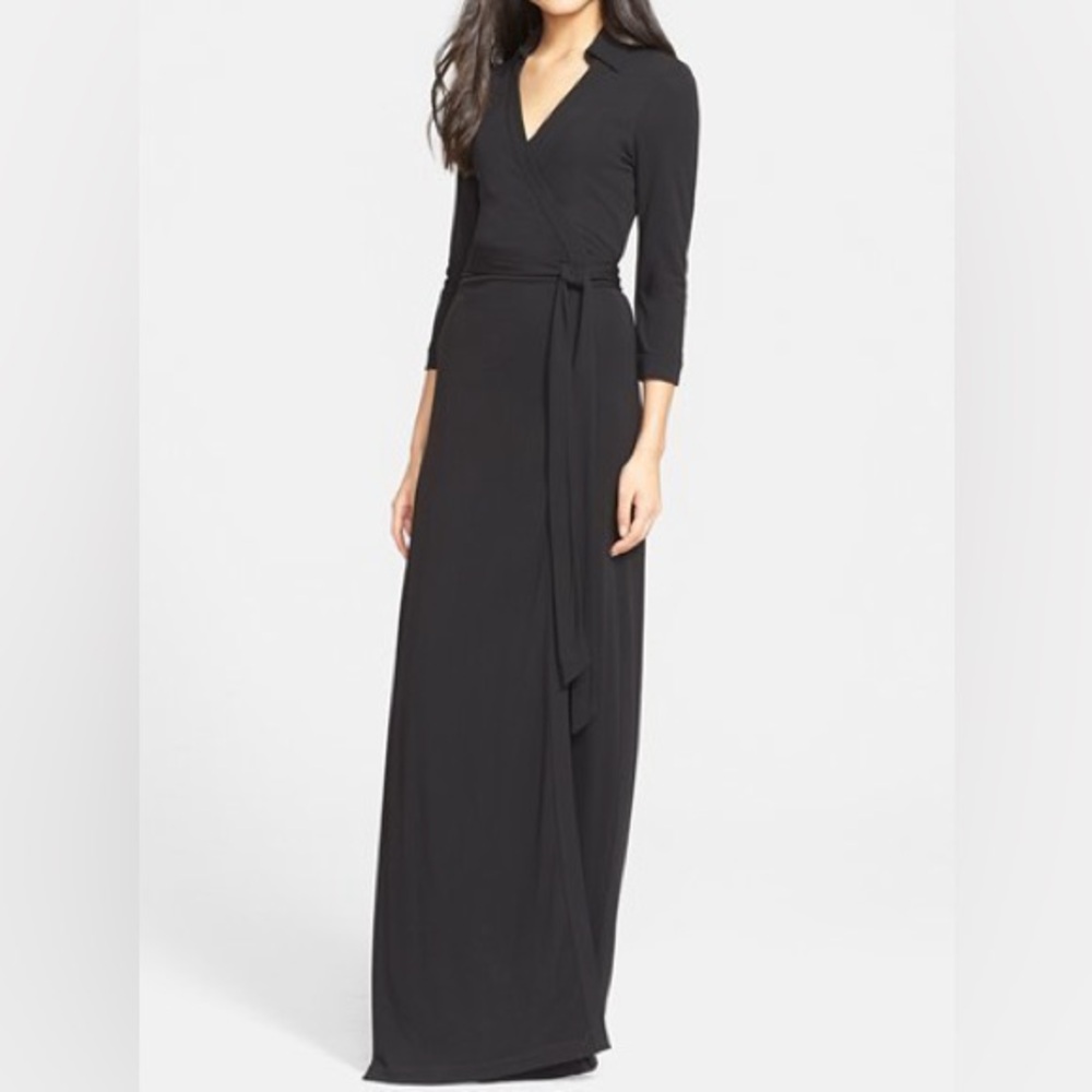 Diane Von Furstenberg Black Wrap Maxi Dress